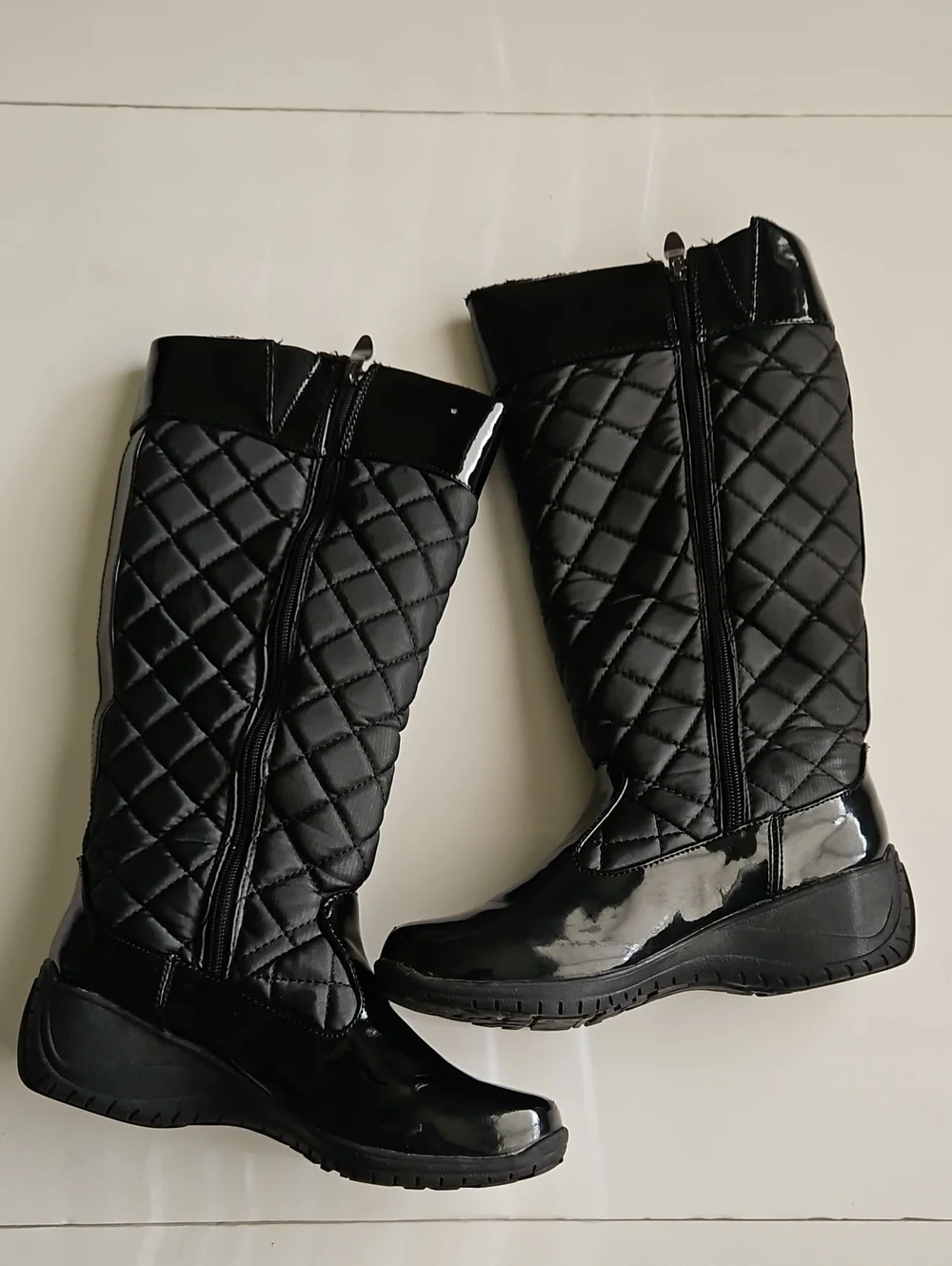 Khombu Black Quilted Knee-High Rain Boots